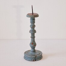 Pair painted wooden candlesticks, France circa 1750