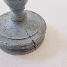 Pair painted wooden candlesticks, France circa 1750