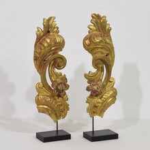 Pair carved giltwood baroque ornaments, Italy circa 1750