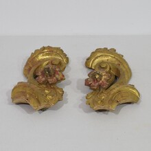 Pair carved giltwood baroque ornaments, Italy circa 1750