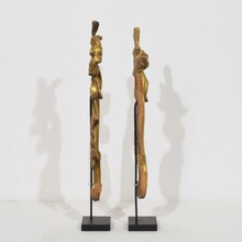 Pair hand carved giltwood curl ornaments, Italy circa 1750