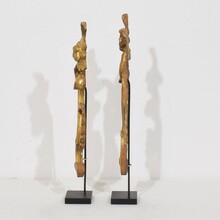 Pair hand carved giltwood curl ornaments, Italy circa 1750