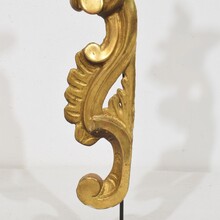 Pair hand carved giltwood curl ornaments, Italy circa 1750