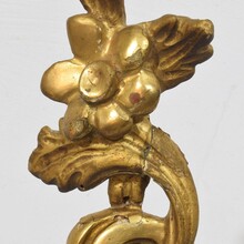 Pair hand carved giltwood curl ornaments, Italy circa 1750