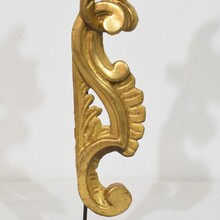 Pair hand carved giltwood curl ornaments, Italy circa 1750