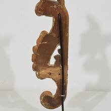 Pair hand carved giltwood curl ornaments, Italy circa 1750