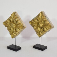 Pair neoclassical giltwood floral ornaments, Portugal circa 1780