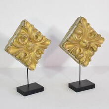 Pair neoclassical giltwood floral ornaments, Portugal circa 1780