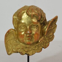 Pair giltwood baroque winged angel heads, Italy circa 1750