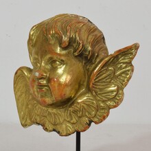 Pair giltwood baroque winged angel heads, Italy circa 1750