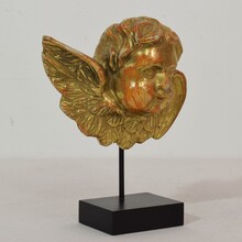 Pair giltwood baroque winged angel heads, Italy circa 1750