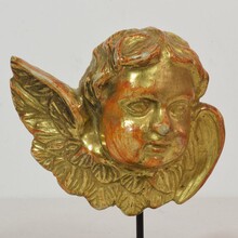 Pair giltwood baroque winged angel heads, Italy circa 1750