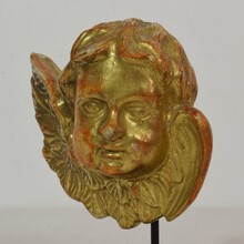 Pair giltwood baroque winged angel heads, Italy circa 1750