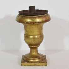 Pair carved giltwood medici vase candleholders, Italy circa 1850