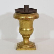 Pair carved giltwood medici vase candleholders, Italy circa 1850