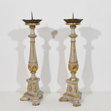 Pair neoclassical carved wooden candleholders, Italy circa 1780-1800