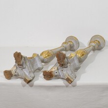 Pair neoclassical carved wooden candleholders, Italy circa 1780-1800