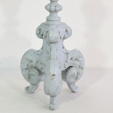 Pair carved wooden baroque candleholders, Italy circa 1650-1750