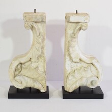 Pair white marble baroque ornaments, Italy circa 1650-1750