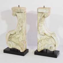 Pair white marble baroque ornaments, Italy circa 1650-1750