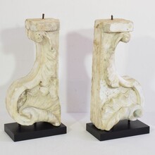 Pair white marble baroque ornaments, Italy circa 1650-1750