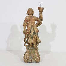 Pair baroque angel figures with candleholders, Italy circa 1650-1700