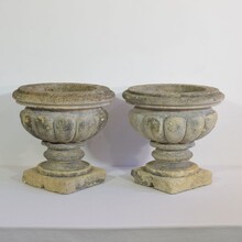 Pair  hand carved stone vases/ planters, France circa 1750-1800