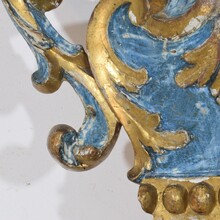 Pair baroque carved wooden candleholders, Italy circa 1700-1750