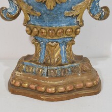 Pair baroque carved wooden candleholders, Italy circa 1700-1750