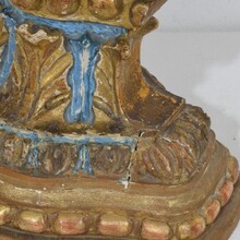 Pair baroque carved wooden candleholders, Italy circa 1700-1750