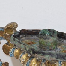 Pair baroque carved wooden candleholders, Italy circa 1700-1750