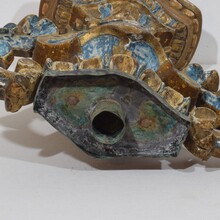 Pair baroque carved wooden candleholders, Italy circa 1700-1750