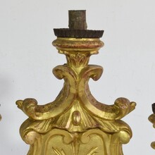 Pair carved giltwood baroque candleholders, Italy circa 1750-1780