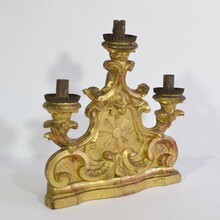 Pair carved giltwood baroque candleholders, Italy circa 1750-1780