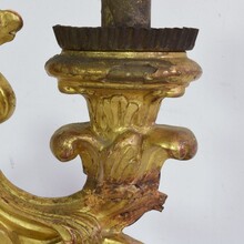 Pair carved giltwood baroque candleholders, Italy circa 1750-1780