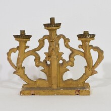 Pair carved giltwood baroque candleholders, Italy circa 1750-1780