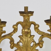 Pair carved giltwood baroque candleholders, Italy circa 1750-1780