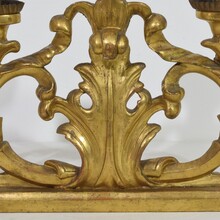 Pair carved giltwood baroque candleholders, Italy circa 1750-1780