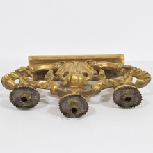 Pair carved giltwood baroque candleholders, Italy circa 1750-1780