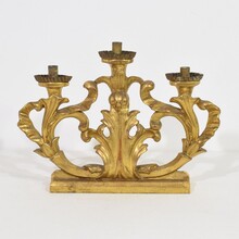 Pair carved giltwood baroque candleholders, Italy circa 1750-1780