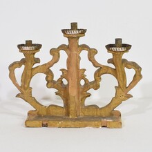 Pair carved giltwood baroque candleholders, Italy circa 1750-1780