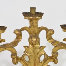 Pair carved giltwood baroque candleholders, Italy circa 1750-1780