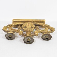 Pair carved giltwood baroque candleholders, Italy circa 1750-1780