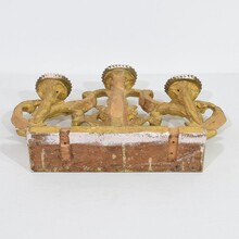 Pair carved giltwood baroque candleholders, Italy circa 1750-1780