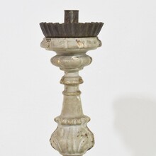 Pair carved wooden baroque candleholders, Italy circa 1750-1780