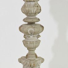 Pair carved wooden baroque candleholders, Italy circa 1750-1780