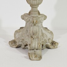 Pair carved wooden baroque candleholders, Italy circa 1750-1780