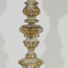 Pair carved wooden baroque candleholders, Italy circa 1750-1780