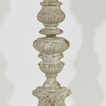 Pair carved wooden baroque candleholders, Italy circa 1750-1780