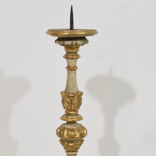 Pair carved wooden baroque candleholders, Italy circa 1750-1780